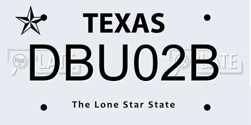 DBU02B Texas License Plate