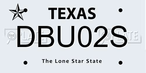 DBU02S Texas License Plate