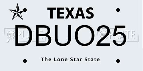 DBUO25 Texas License Plate