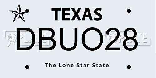 DBUO28 Texas License Plate