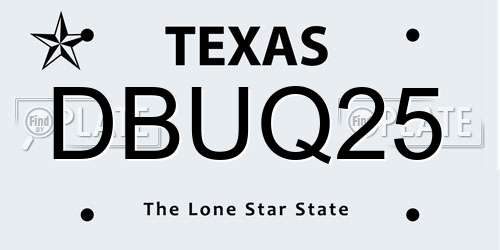 DBUQ25 Texas License Plate
