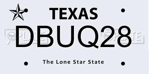DBUQ28 Texas License Plate