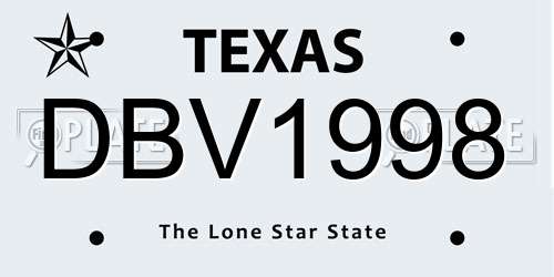 DBV1998 Texas License Plate