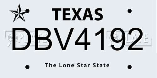 DBV4192 Texas License Plate