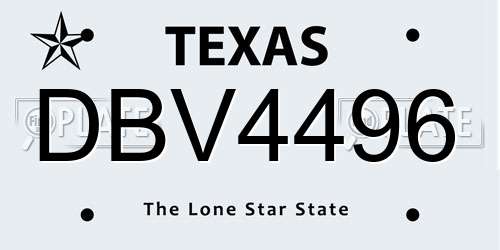 DBV4496 Texas License Plate