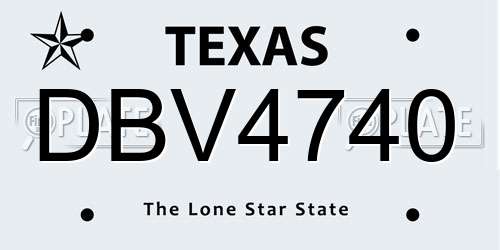 DBV4740 Texas License Plate
