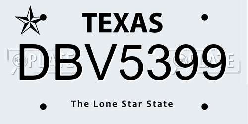 DBV5399 Texas License Plate