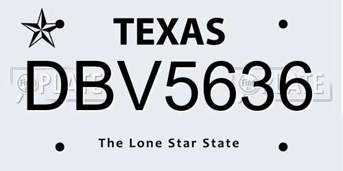 DBV5636 Texas License Plate