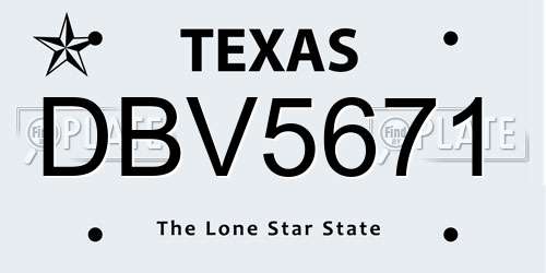 DBV5671 Texas License Plate