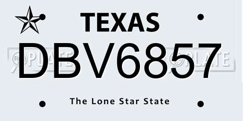 DBV6857 Texas License Plate
