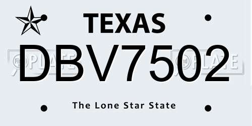 DBV7502 Texas License Plate