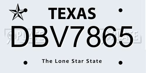 DBV7865 Texas License Plate