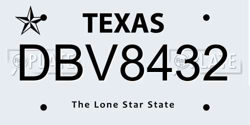 DBV8432 Texas License Plate