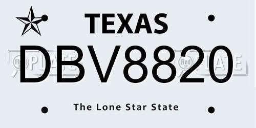 DBV8820 Texas License Plate