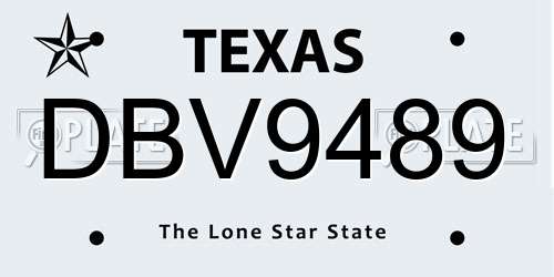 DBV9489 Texas License Plate