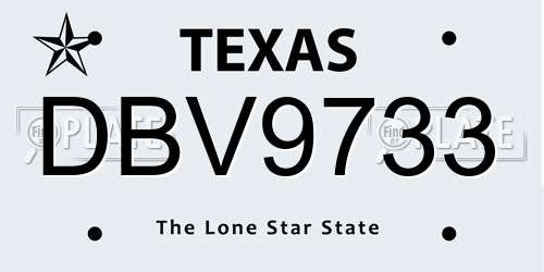 DBV9733 Texas License Plate
