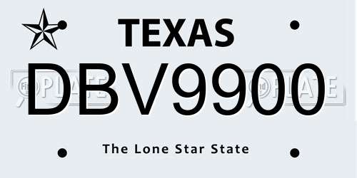 DBV9900 Texas License Plate