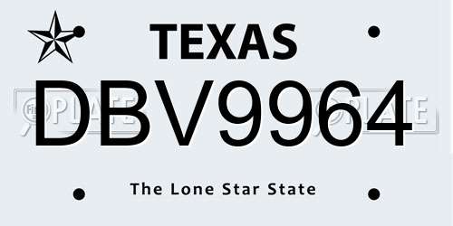 DBV9964 Texas License Plate