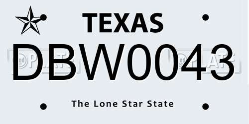 DBW0043 Texas License Plate