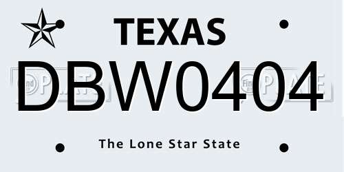 DBW0404 Texas License Plate