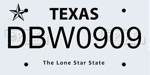 DBW0909 Texas License Plate