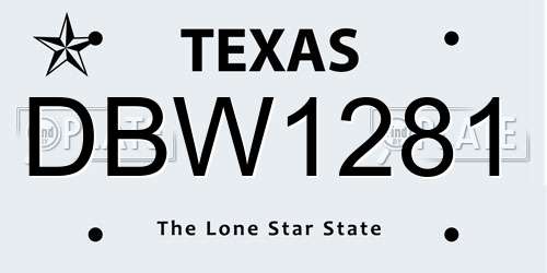 DBW1281 Texas License Plate