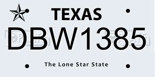 DBW1385 Texas License Plate