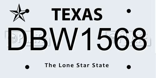 DBW1568 Texas License Plate
