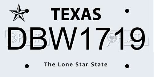 DBW1719 Texas License Plate