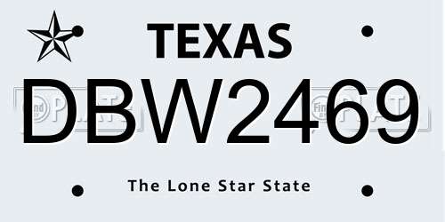 DBW2469 Texas License Plate
