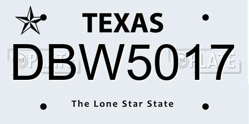 DBW5017 Texas License Plate