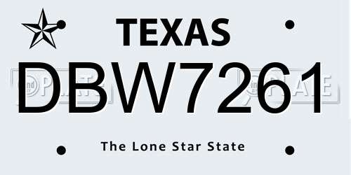 DBW7261 Texas License Plate