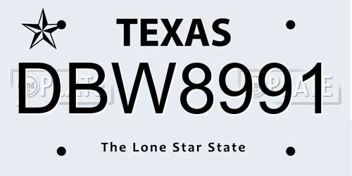 DBW8991 Texas License Plate