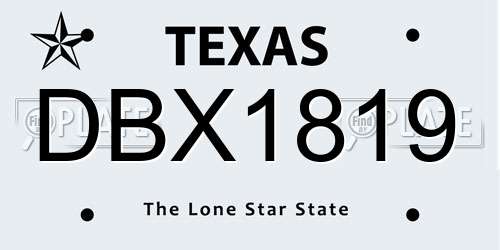 DBX1819 Texas License Plate