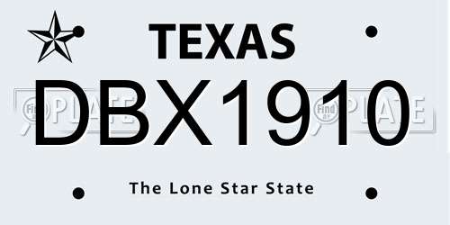 DBX1910 Texas License Plate