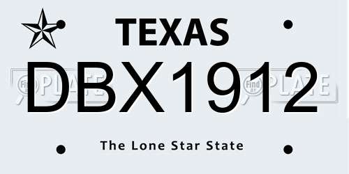 DBX1912 Texas License Plate