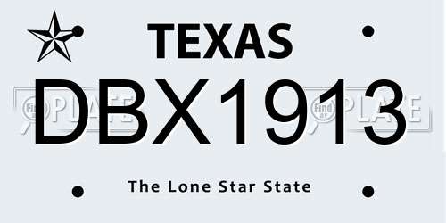 DBX1913 Texas License Plate