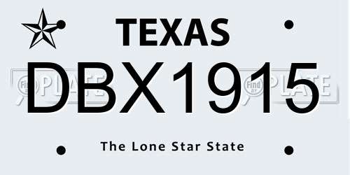DBX1915 Texas License Plate