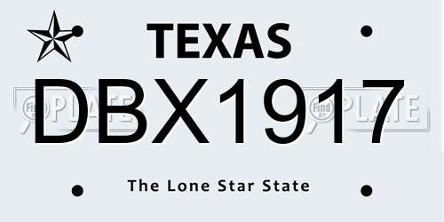 DBX1917 Texas License Plate
