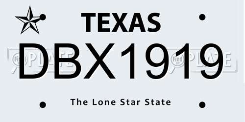DBX1919 Texas License Plate