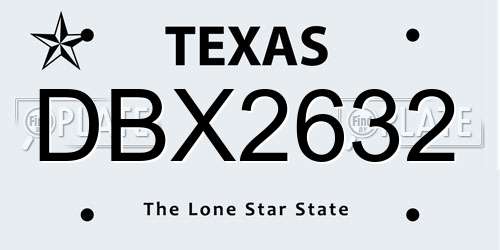 DBX2632 Texas License Plate
