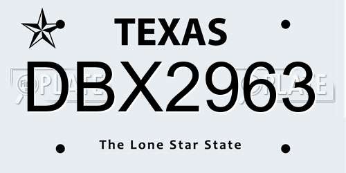 DBX2963 Texas License Plate