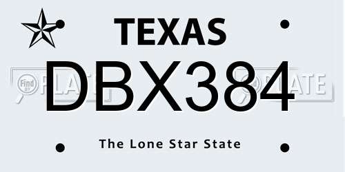 DBX384 Texas License Plate
