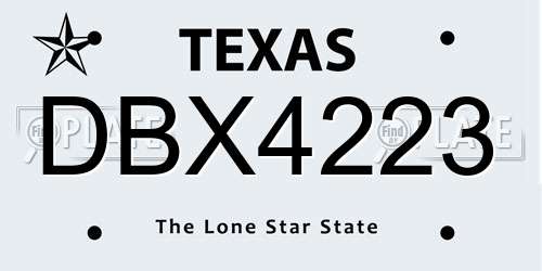 DBX4223 Texas License Plate