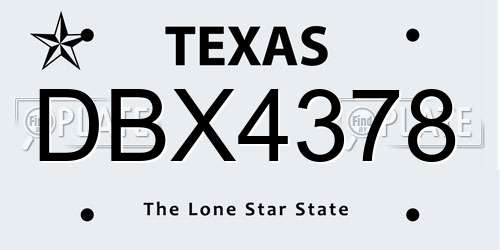 DBX4378 Texas License Plate