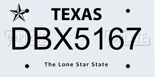 DBX5167 Texas License Plate