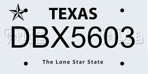 DBX5603 Texas License Plate