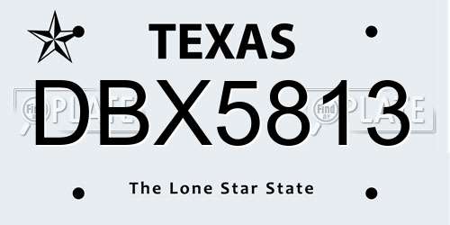 DBX5813 Texas License Plate