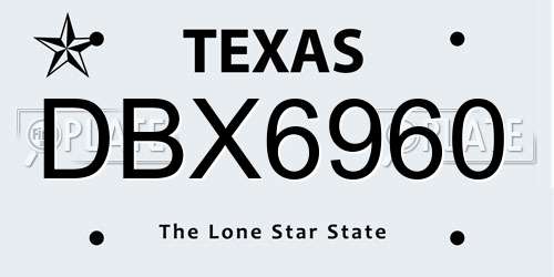DBX6960 Texas License Plate