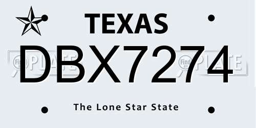 DBX7274 Texas License Plate